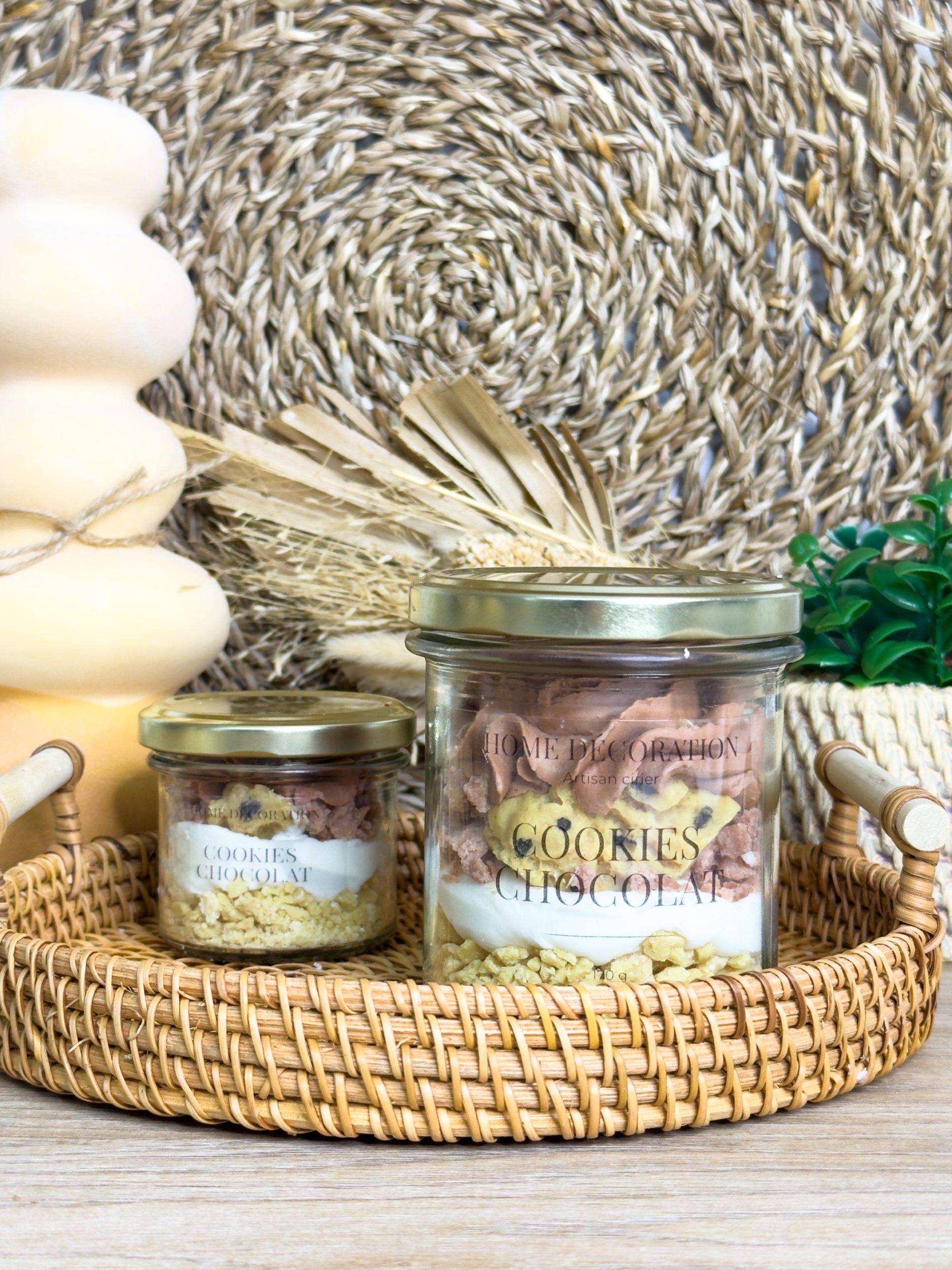 Bougie gourmande Cookies Chocolat petit et grand format – collection Home Décoration