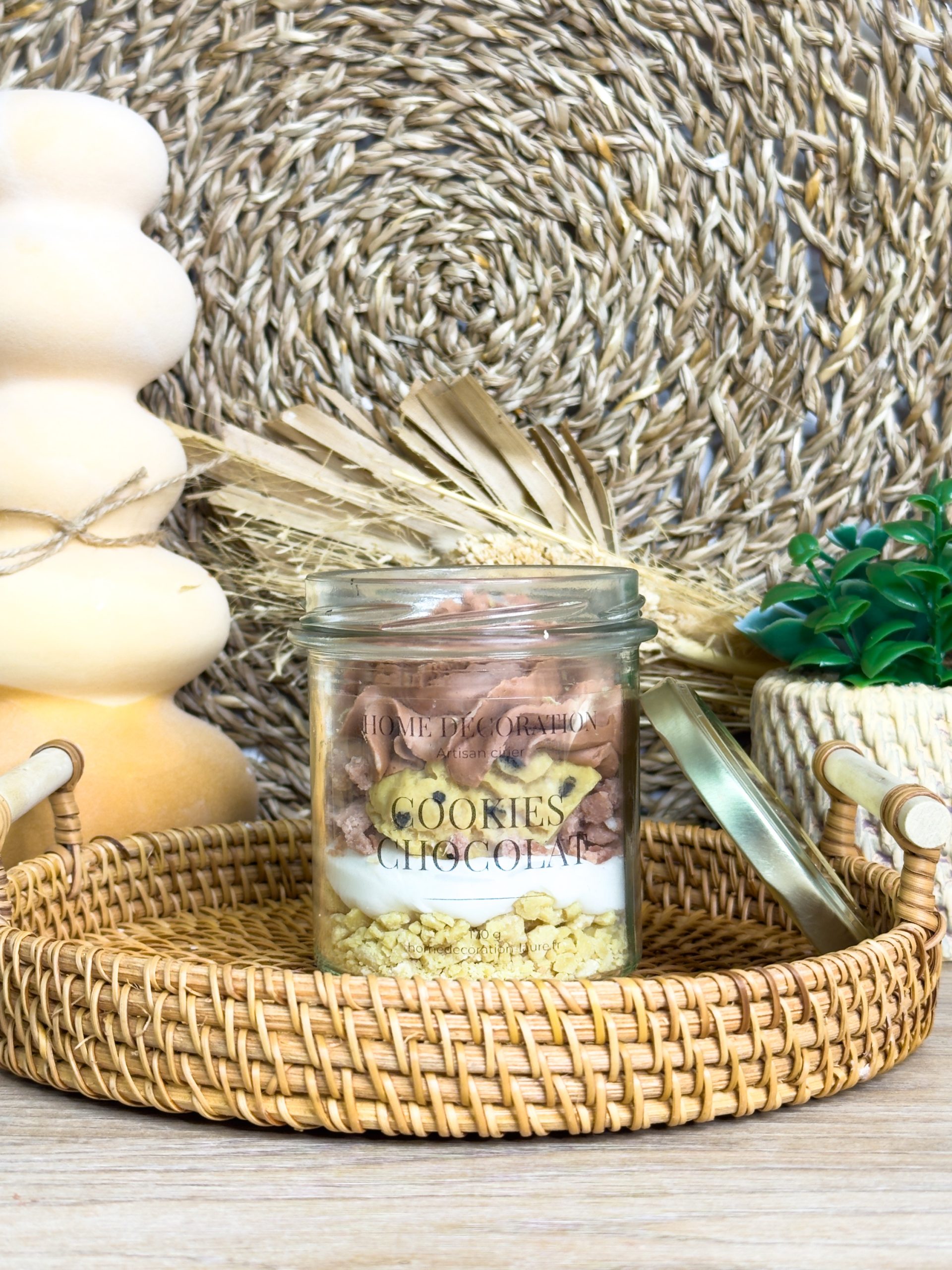 Grande bougie artisanale parfum Cookies Chocolat sans couvercle – Home Décoration