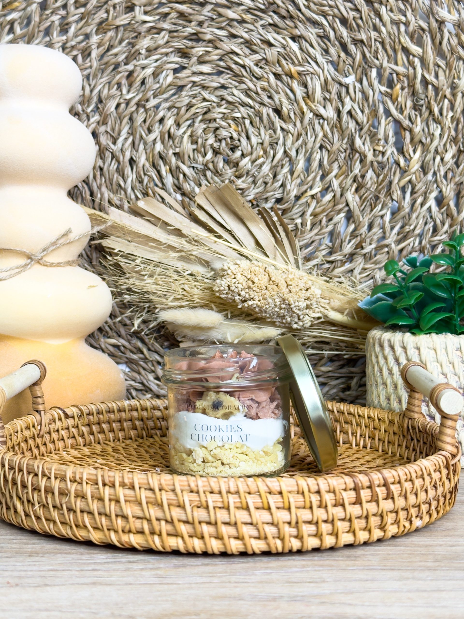 Petite bougie artisanale parfum Cookies Chocolat en cire végétale sans couvercle